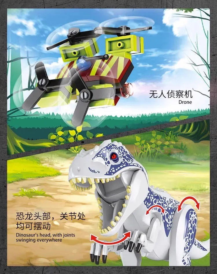 Blocs de parc d'animaux du monde des dinosaures jurassiques, briques de construction, figurines de dinosaures, ville, Robot Dino, jouets pour enfants, cadeaux