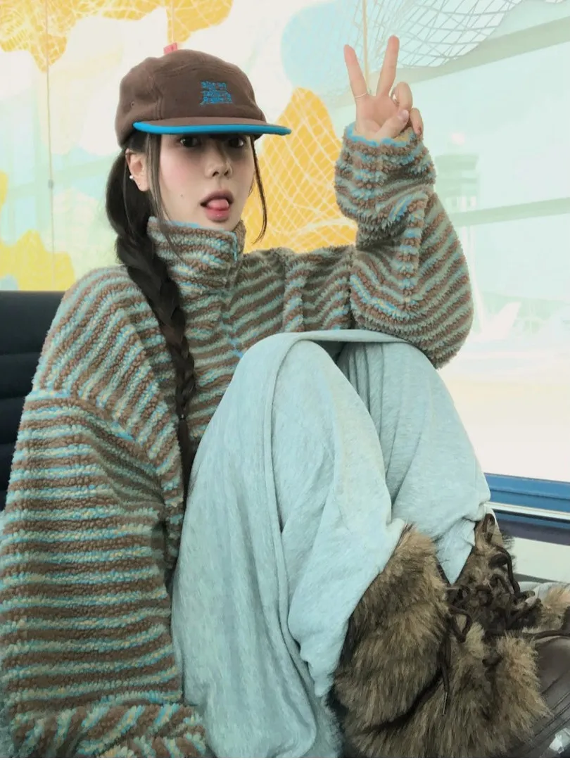 الرجعية مخطط f البريدي طوق صغير البلوز المرأة فضفاضة كسول تصميم Faionable شخصية العلوي irt #3