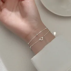 La Monada 16+3cm Layer Chain Bracelets For Women Silver 925 Jewelry Fine Heart 925 Sterling Silver Women's Bracelet Female