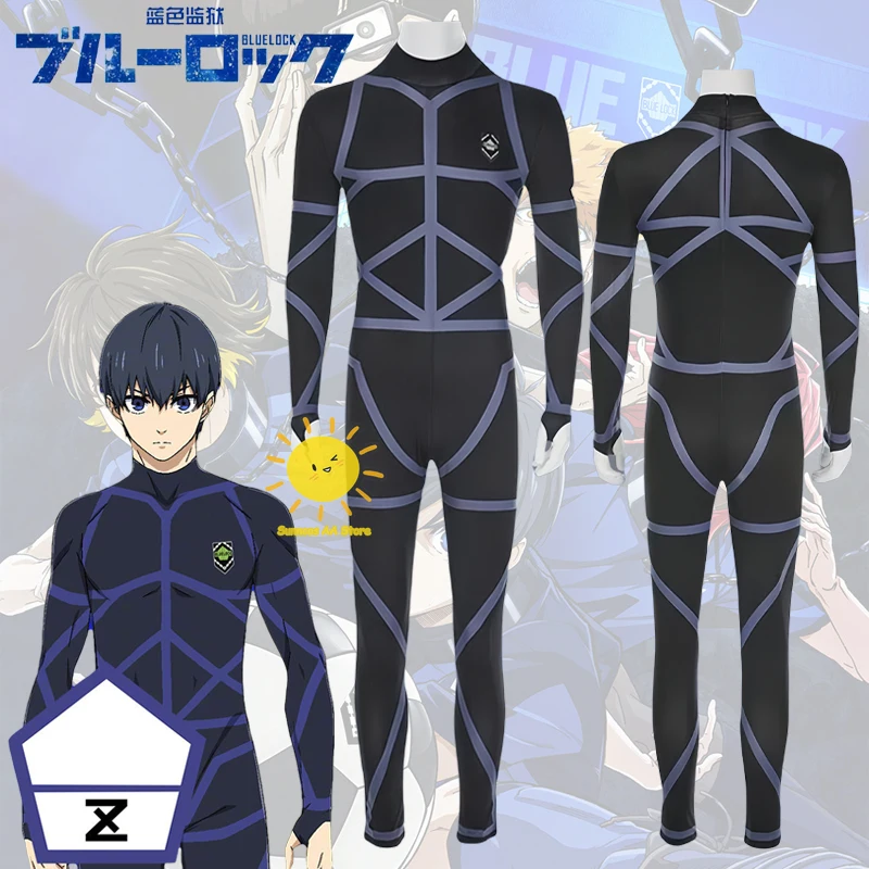 

Anime Isagi Nagi Cosplay Blue Lock Cosplay Costumes Football Training Uniform Dark Tight Jumpsuit Halloween Carnival Cos Unisex