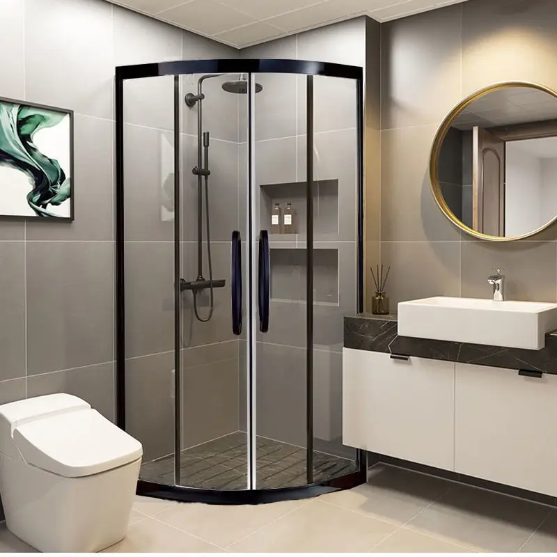 

Simple stainless steel arc fan type household bathroom bathroom shower room dry and wet separation