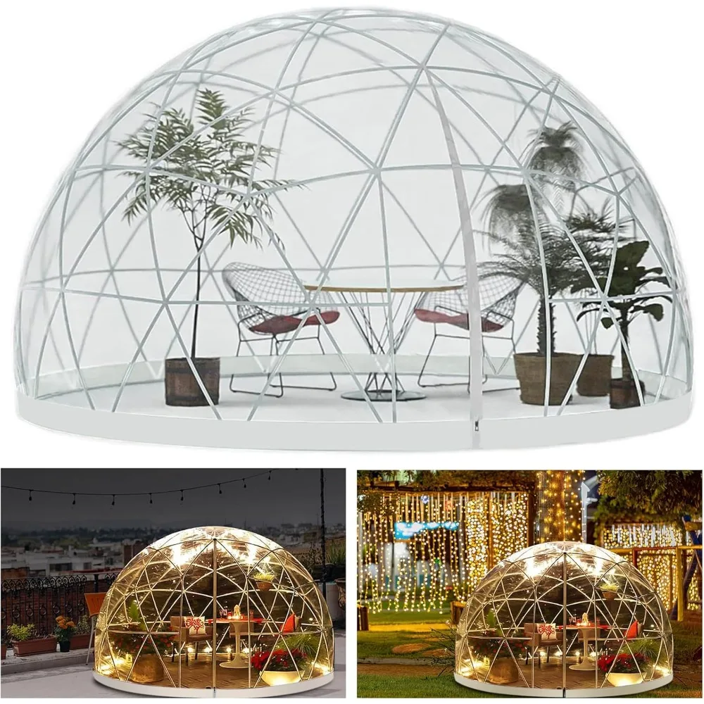 Tenda igloo a cupola da giardino da 12 piedi, tenda igloo da giardino con copertura in PVC, tenda a bolle da giardino con serra resistente alle intemperie all'aperto