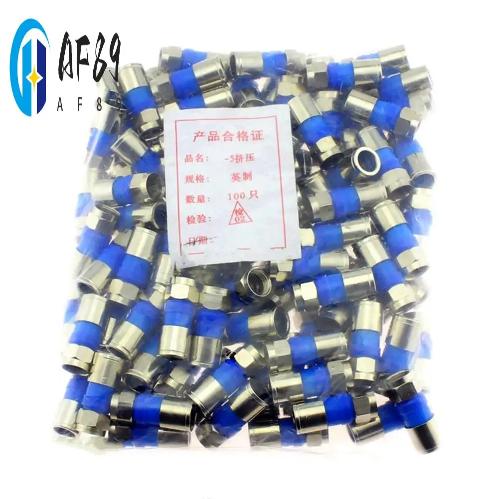 

AF89-100PCS/Bag All-Copper Waterproof 75-5 RG6 Extruded F-Head British TV Cable 24 Shielded Universal Connector