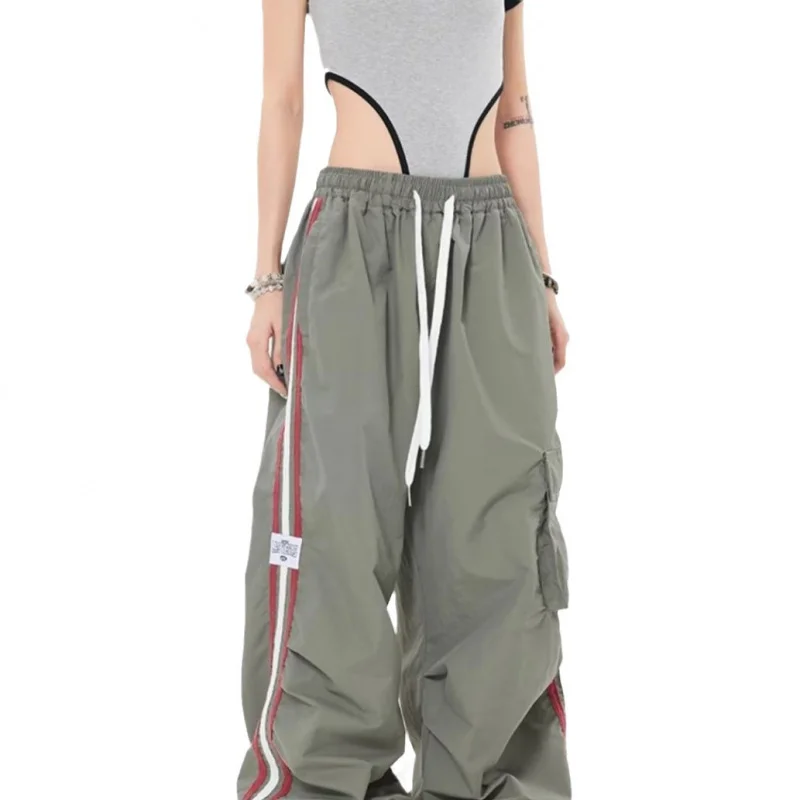 Women'S Y2k Fashion Straight Wide Leg Casual Pants Loose Striped Sports Overalls Sweatpants Oversize Cargo Trousers Streetwear