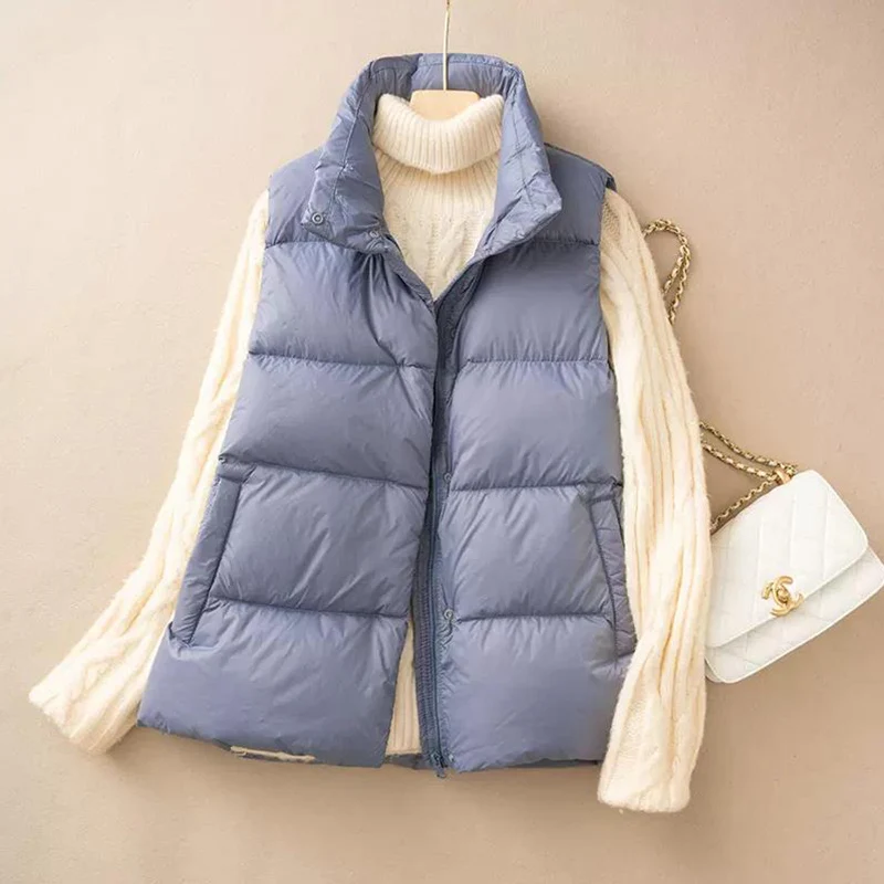 SEDUTMO Winter  Thick Duck Down Women Vest Jackets Slim Thick Waistcoat Autumn Oversize Pocket Casual Parkas ED1288