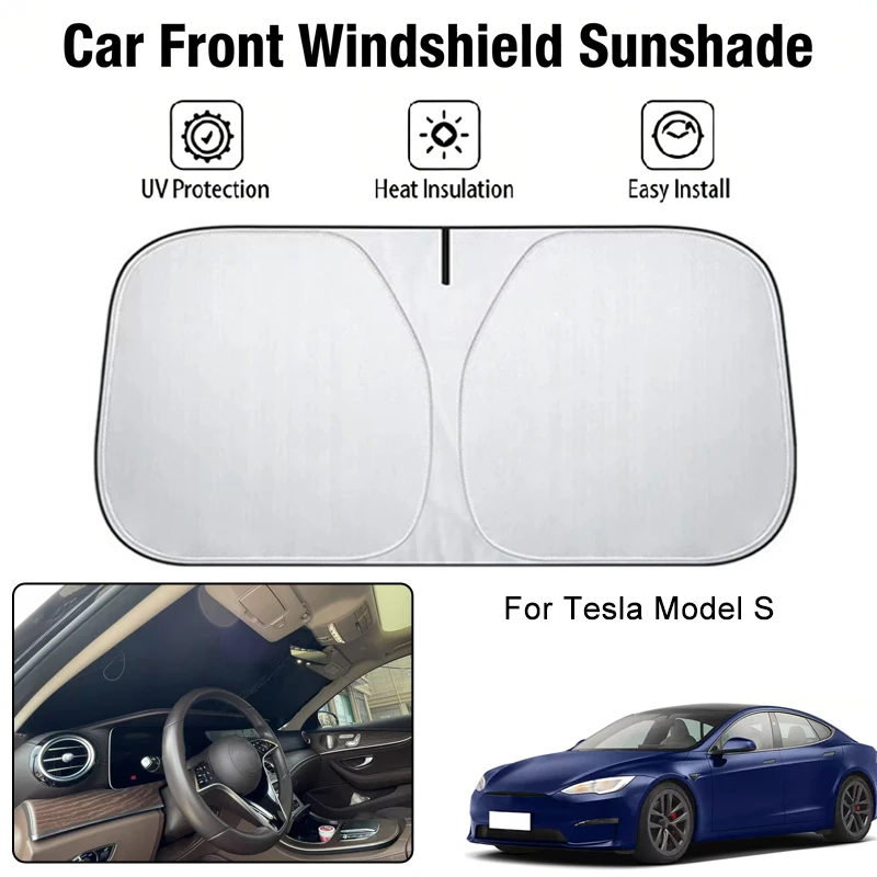 Foldable Car Windshield Sun Shade UV Block Heat Insulation For Tesla Model S Interior Protection Accessories
