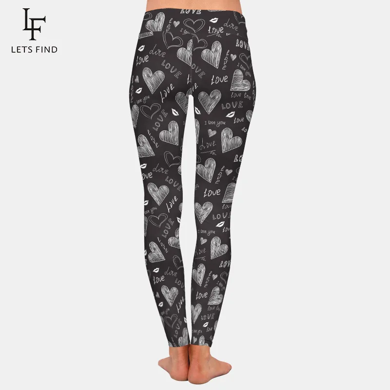 LETSFIND-mallas deportivas de cintura alta para mujer, Leggings elásticos con estampado 3D de San Valentín, ajustados y cálidos