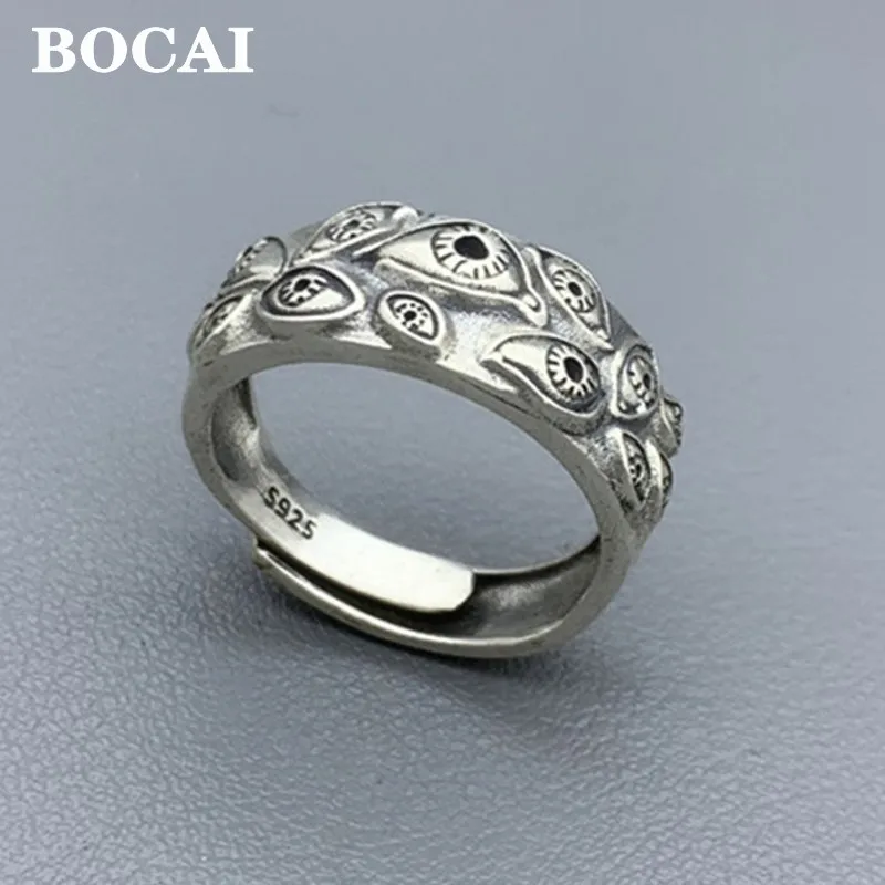 BOCAI New S925 Silver Jewelry Accessory Eye of God Affectionate Gaze at Couples Ring for Men and Women Adjustable Wholesale