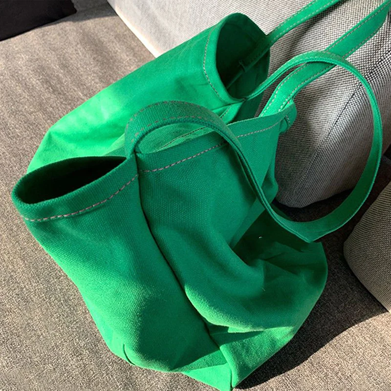 Koreanischen stil Leinwand Tragetaschen Für Frauen Große Kapazität Handtasche Casual Schulter Tasche Einkaufstasche Gilr Geldbörse – Detail 18