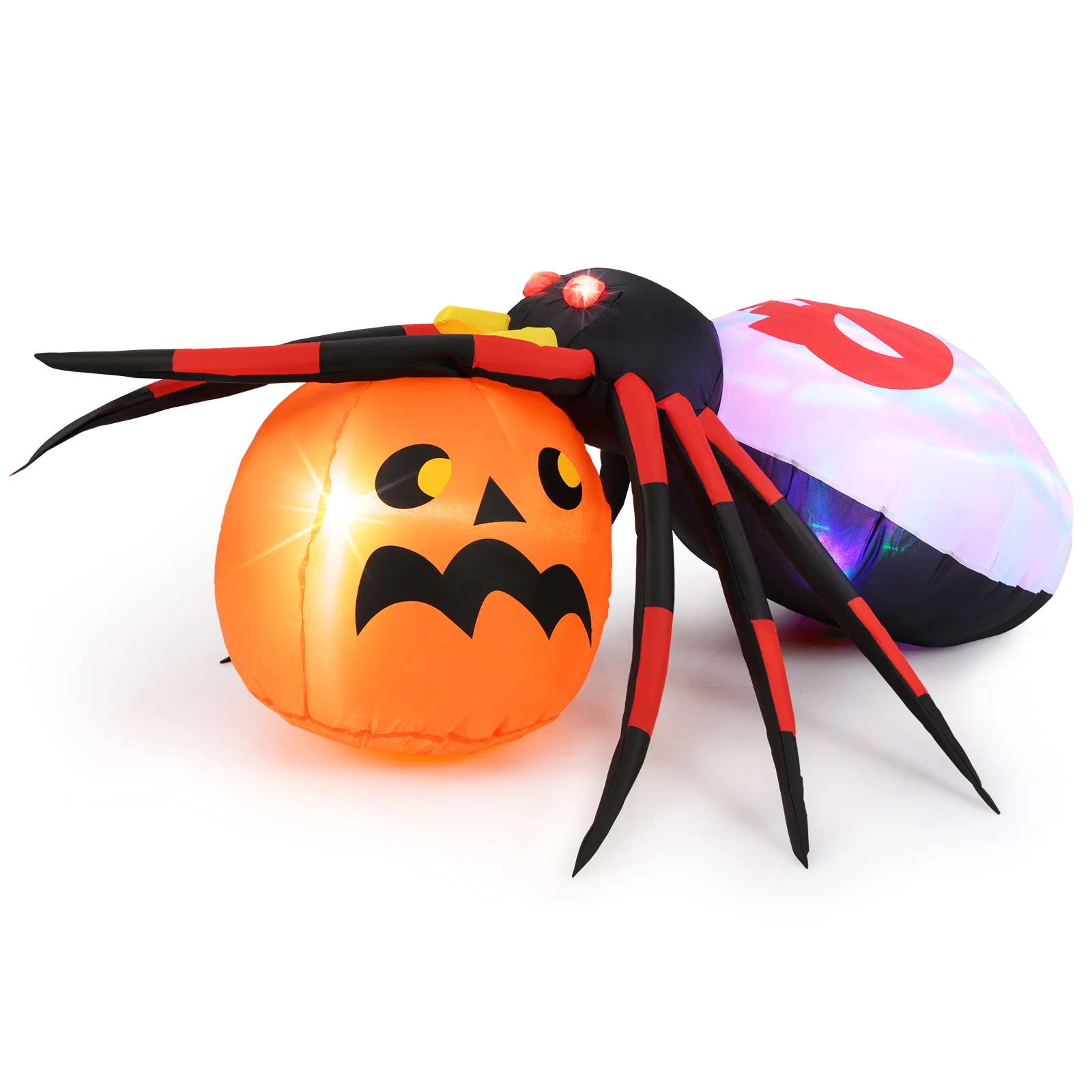 5 x 4.6 ft Inflatable Spider w/ Pumpkin LED Lighted Halloween Decoration w/ Colorful Rotating Light