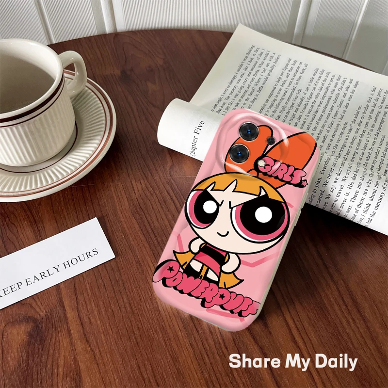 P-Powerpuff Girls Wave Soft Case For Redmi Note 13 12 11 Pro Plus 5G Note 13 12 11 10 9 Pro 12C 10A 9C Silicone Protective Cover