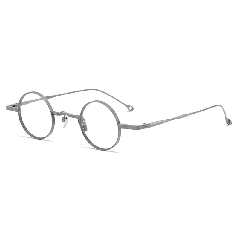 Premium Pure Titanium Round Glasses, Vintage Wire Frame with Sculptural Detail, Ultralight Optical for Unisex MODEL: RG1098AG