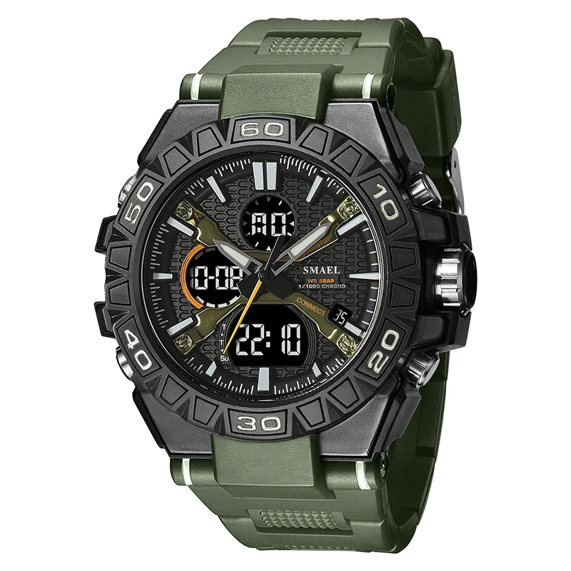 

Fashion Smael Top Brand New Quartz Waterproof 50m Man Digital Led Military Sports Multi Function Dual Movement Display Watch