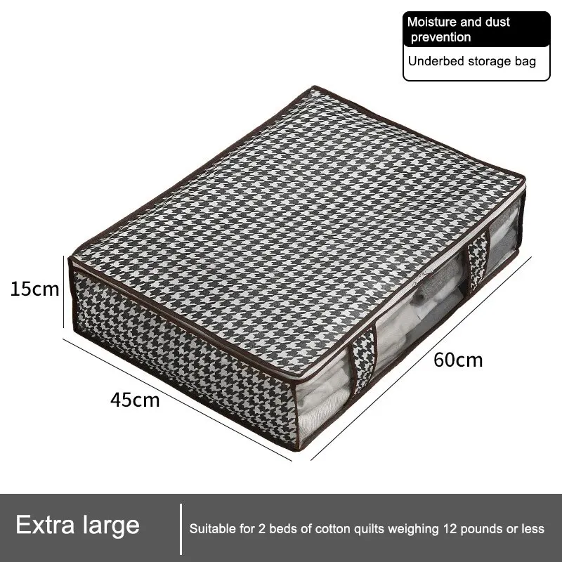 1pc Houndstooth Quilt Clothes Storage Bag Big Capacity Foldable Dustproof Toys Bags Moisture Dust Proof Proof Organizer