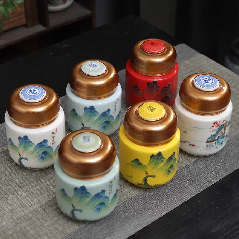 Ceramic Paste Jar Chinese Medicine Sealed Jar Powder Storage Bottle Food Liquid Leak-proof Silicone Jar Moisture-proof Tea Box