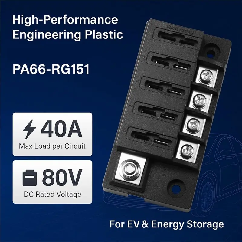 AT43-4 Circuit Blade Fuse Box, 150A Total, 12V/24V/48V DC Distribution For Automotive & EV Auxiliary