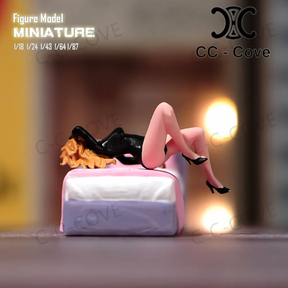 Painted Miniatures1/18 1/24 1/43 1/64 1/87 Seductive Girl Wearing A Black Tight Fitting Outfit Figure Model Toys View Decoration - Image 5