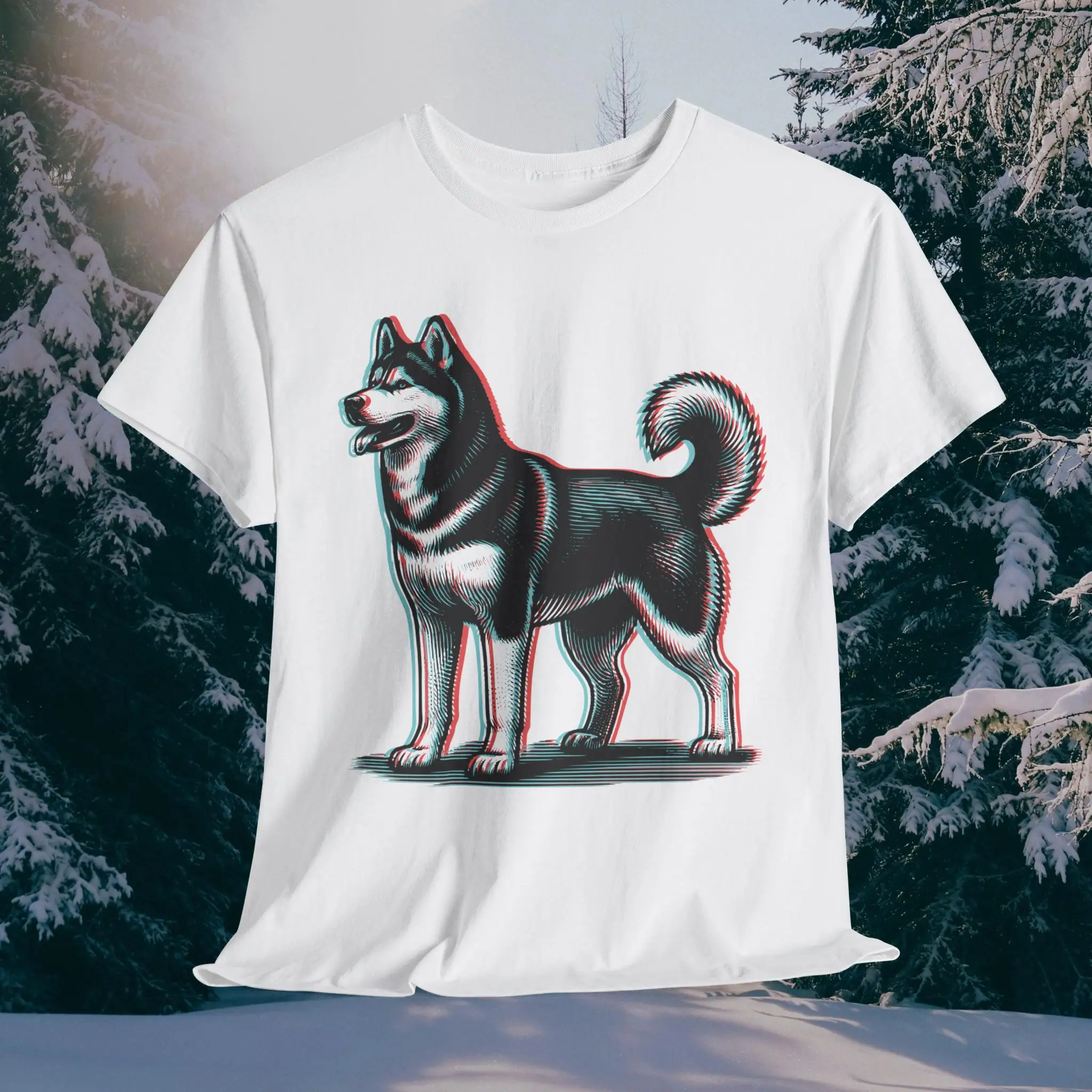 Husky 3D style T shirt unisex 3 colors red blue black siberian