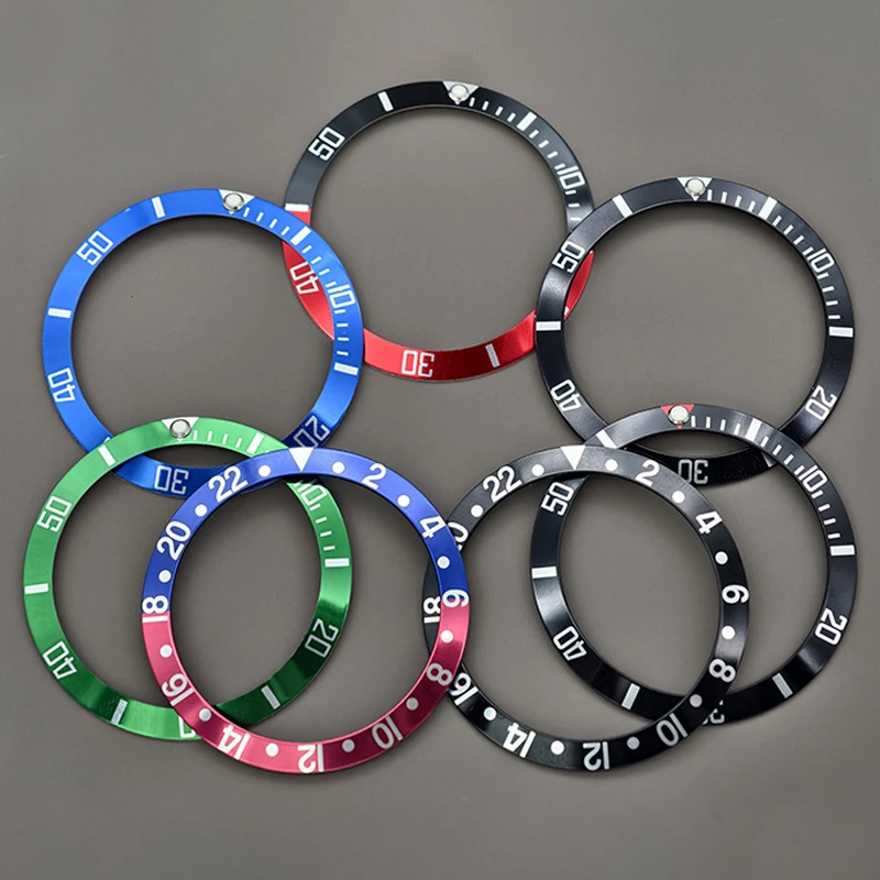 37.5mm Beveled Aluminum Watch Bezel NH35 Case Ring Fits Submariner NH35 NH36 Diving Case Bezel Ring Men Watch Parts Replace