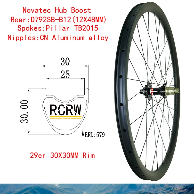29er MTB XC 30x30 мм заднее карбоновое колесо, Ширина 30, глубина 30, Novatec, втулка с повышением, фотошима XD Microspline 12 S 12V TB2015 спицы