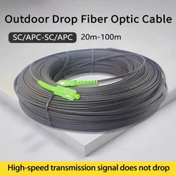 Black 60M-100M FTTH SC/APC-SC/APC Outdoor Drop Fiber Optic Cable Single Mode Single Fiber Fiber Optic Patch Cord Cable