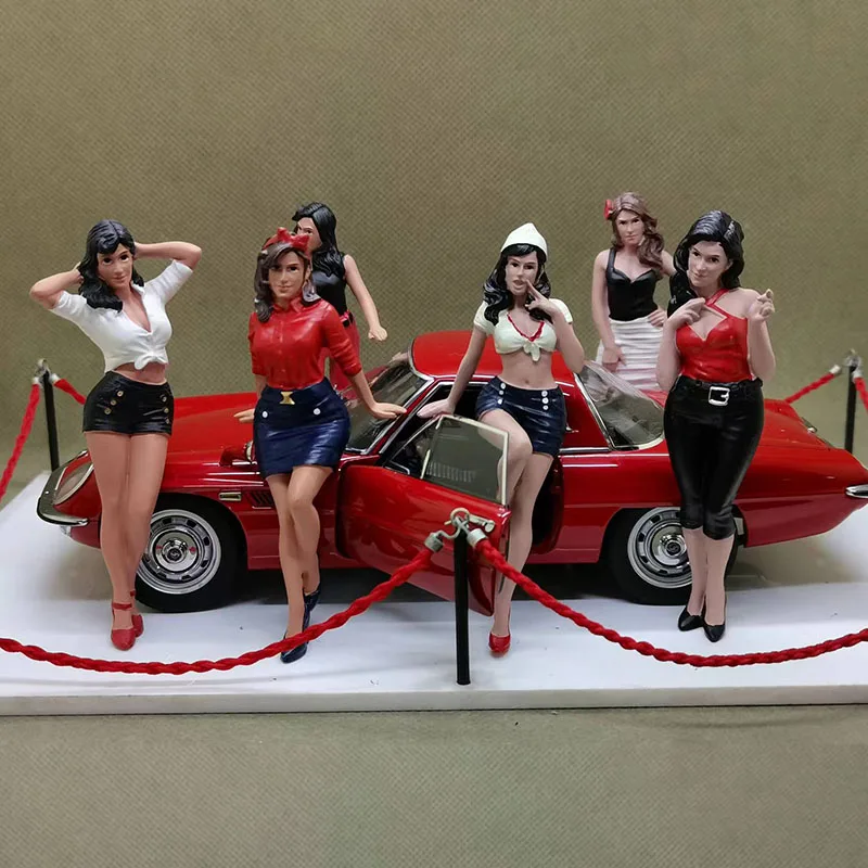 1:18 Scale 1pcs Scene Accessory Doll Black Dress White Dress Car Girl Beautiful Woman Figure Model Collection Display Toys Gifts