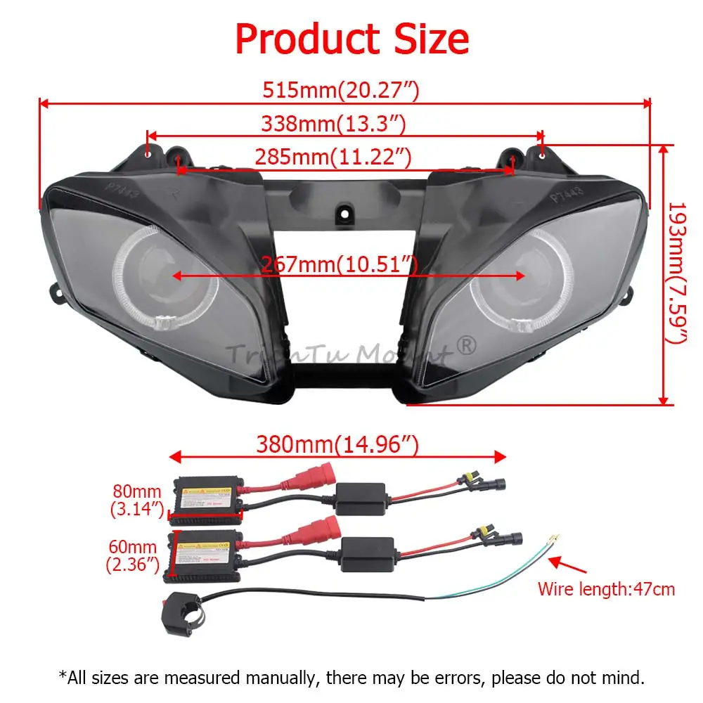 Motorcycle Fully Assembled Headlight Fits For Yamaha Yzf R6 2008-2016 High Quality Abs Matte Black Housing Clear Lens Headlight