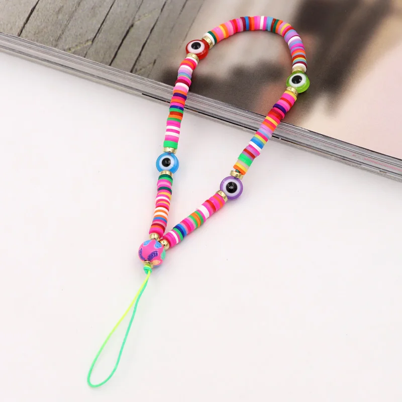 Böhmische bunte Telefonkette mit bösen Blick-Perlen, Charm-Schmuck für Frauen, Geschenke für Freundinnen, Anti-Verlust-Telefonband, handgefertigtes Lanyard-Zubehör. – Detail 2