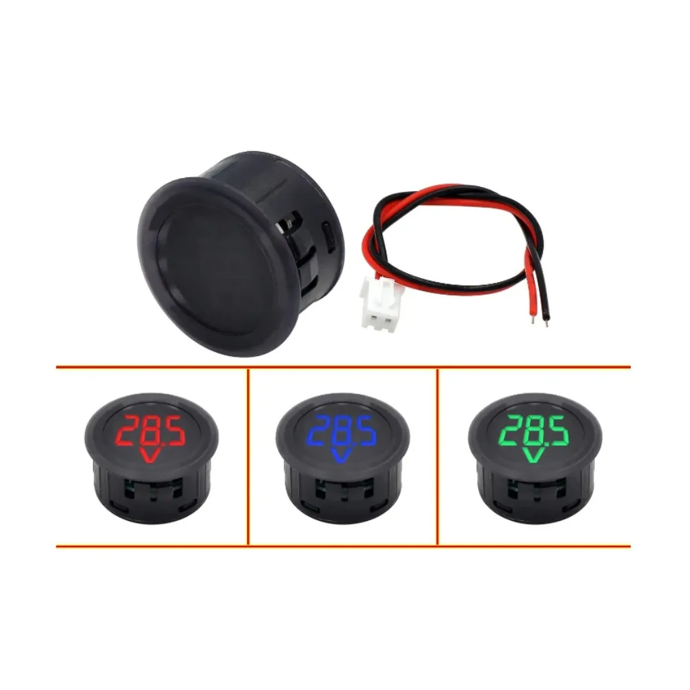 DC 4-100V LED Digital Display Circular Two-wire Voltmeter DC Digital Voltmeter Head Display Reverse Connection Protection