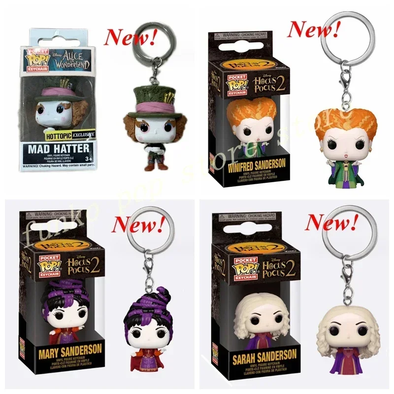 FUNKO Portachiavi tascabile Disney Mad Hatter Hocus WINIFRED SANDERSON Sarah Mary Action Figure Giocattoli di modello