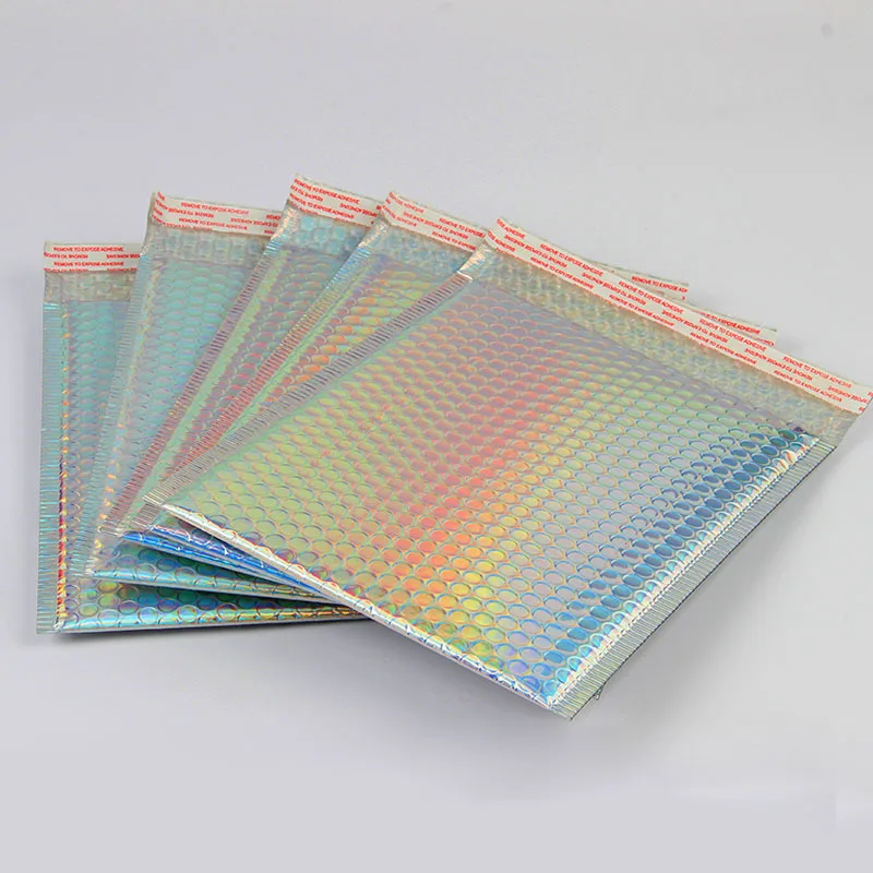 50Pcs Aluminum Foil Bubble Envelope Color Laser Bubble Bags Gift Packaging Shockproof Bag Business Express Padded Envelopes