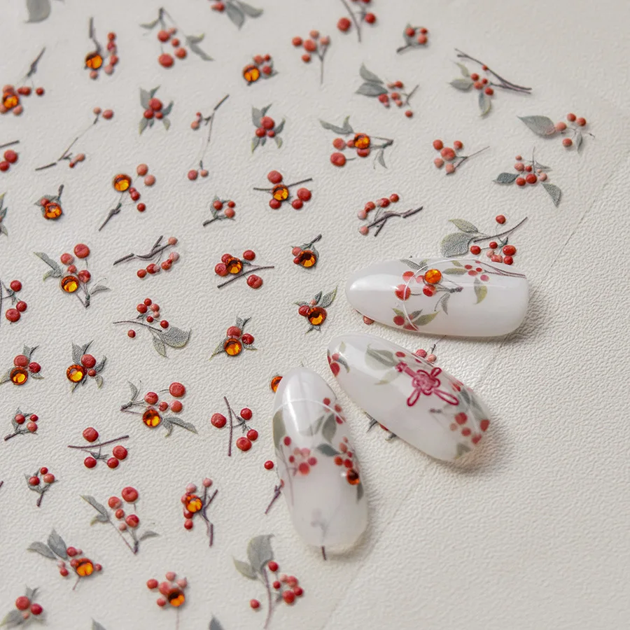 1 Stuks 5d Diamant Japanse Kawaii Jquirity Nail Art Stickers Glitter Rode Nail Transfer Slider Stickers Diy Decoraties Accessoires