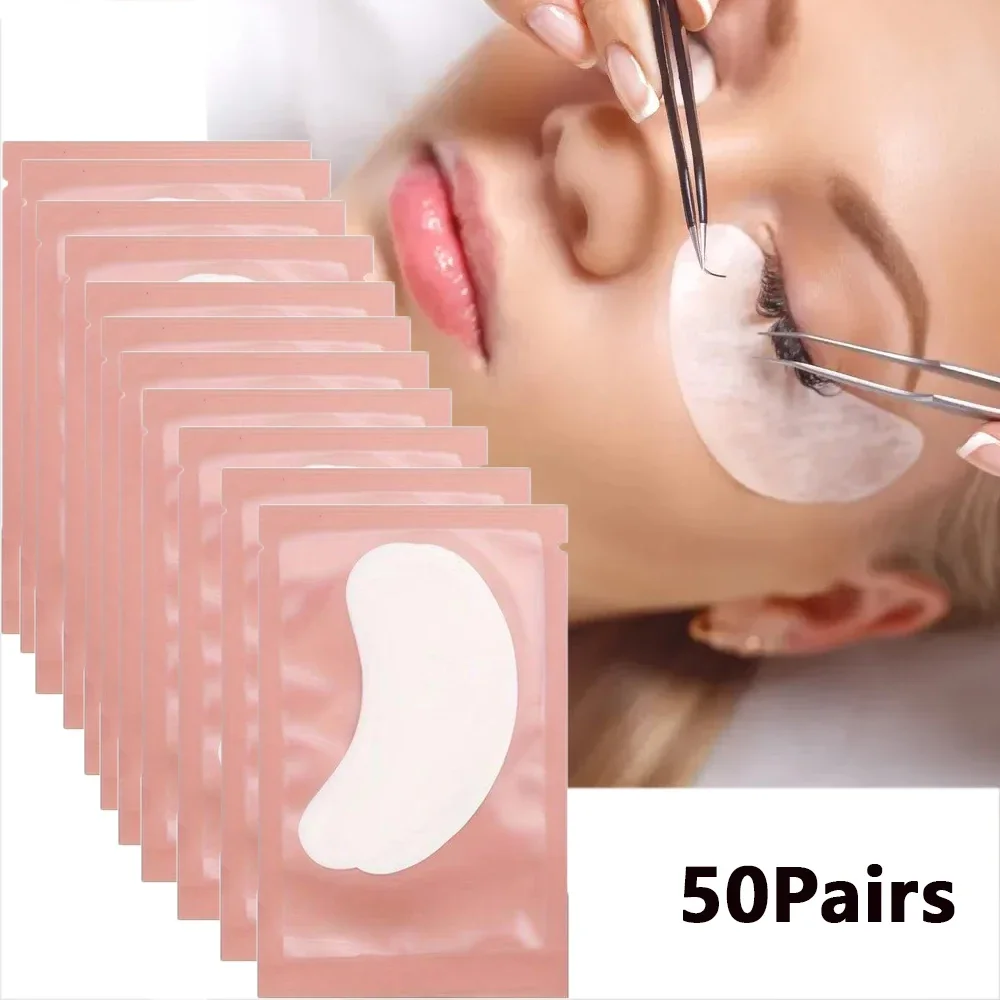 50 คู่ขนตาสําหรับขนตา Eye Pads หมอนทิ้ง Patch ภายใต้ Lash เคล็ดลับ Lint ฟรีสติกเกอร์แต่งหน้า