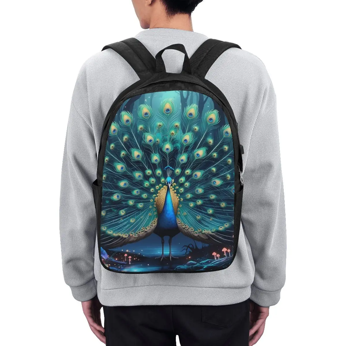 

Mesmerising Peacock Feathers Backpack Travel Notebook Bag Computer College Student School Bag Laptop Shoulder Bags for Men Women