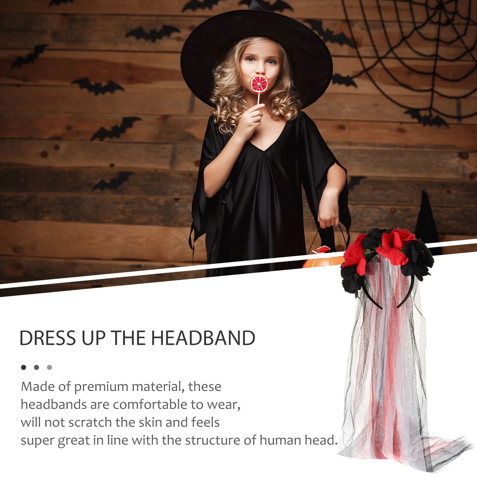 

Headband Hair Hoop Party Headdress Halloween Veil Red Headwear Europe Style Hairpiece Lightweight Yarn Design Cosplay Props
