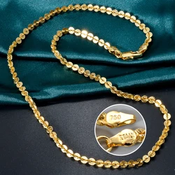 Sunny Jewelry Fashion New Copper Necklace 18k Gold Plated High Quality Link Chains For Women Man Italy 750 For Daily Wear Gift