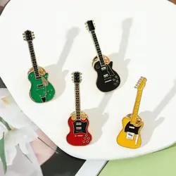 1Pc Cartoon Guitar Brooch Clothing Accessories Funny Metal Guitar Lapel Badge Rock Band Guitar Enamel Pins