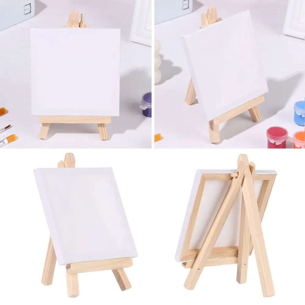 Art With stand Mini Stretched Back Stapled Painting Craft Drawing Mini Easel Set Mini Canvas