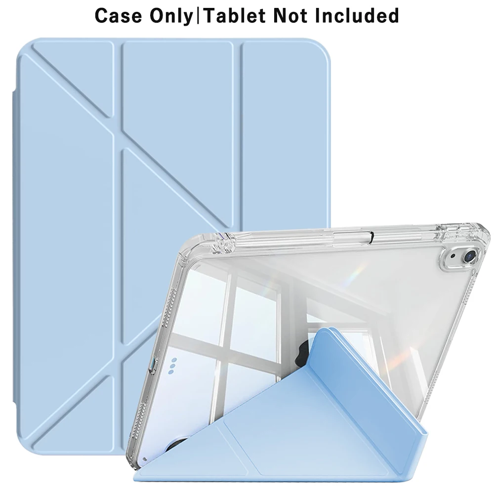 3 + Y-fold Flip Clear Cover Voor iPad 10e 11e Gen 2025 7/8/9 10.2 ''Start Case Voor Air 4 5 6 7 11 Voor Air 2 9.7 Pro 11 Mini 6 7