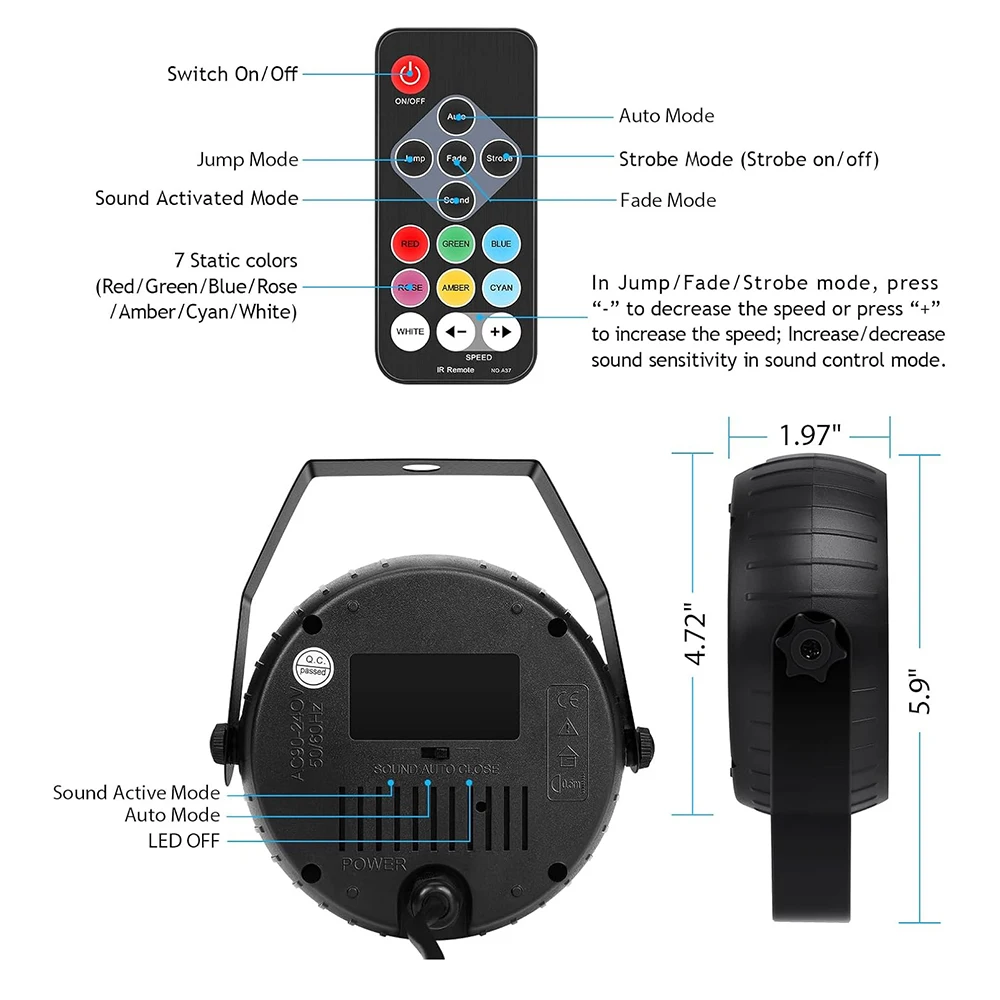 6PCS/Set Strobe Lights, 54LED Super-Bright RGB LED Mini Strobe Light for Parties, Christmas Halloween Strobe Lights with Remote