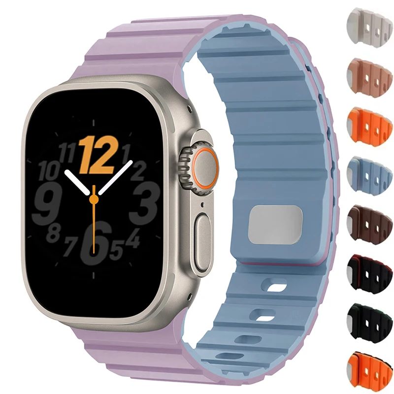 Magnetische Silikon-Schlaufe für Apple Watch Armbänder 46 42mm 49 44mm 45 40 38mm Armband für iWatch S12 11 10 9 8 7 6 5Se Ultra 4