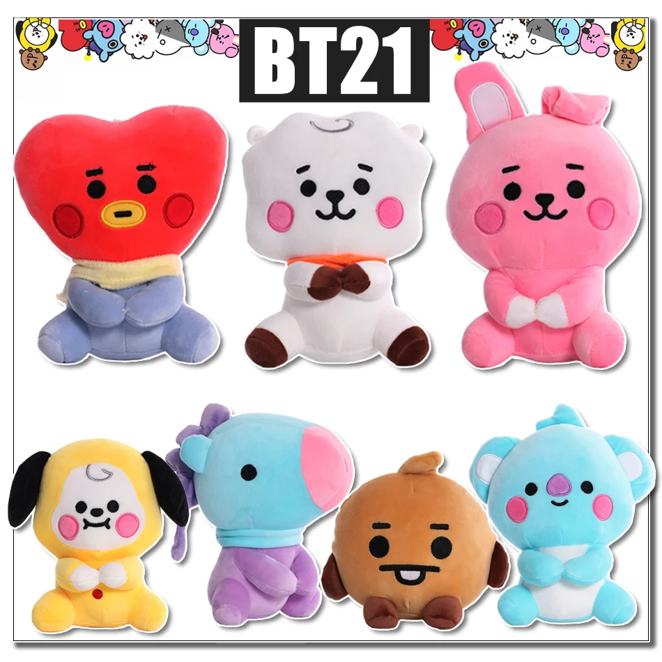 BT21 Plush Toys Kawaii Mini Keychain Anime Bag Pendant Ornament for Kids 12-22cm Bt21 Peripherals Soft Stuffed Animals Doll Gift