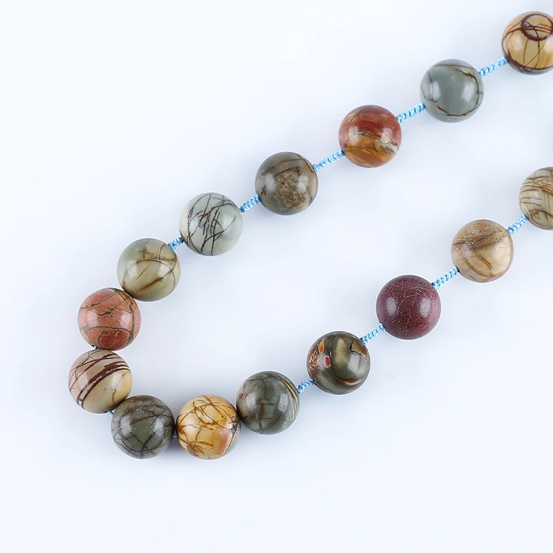 Fine Jewelry Natural Stone Multi-Color Picasso Jasper Necklace Accessories 16mm 19.6-28inch 139.5g