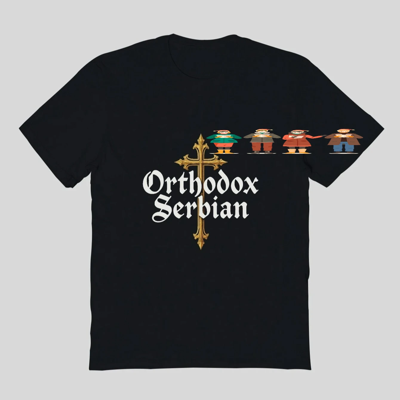 Orthodox Serbian Golden Cross & Text Print T-Shirt 100% Cotton O-Neck Short Sleeve Summer Casual Mens T-shirt Streetwear