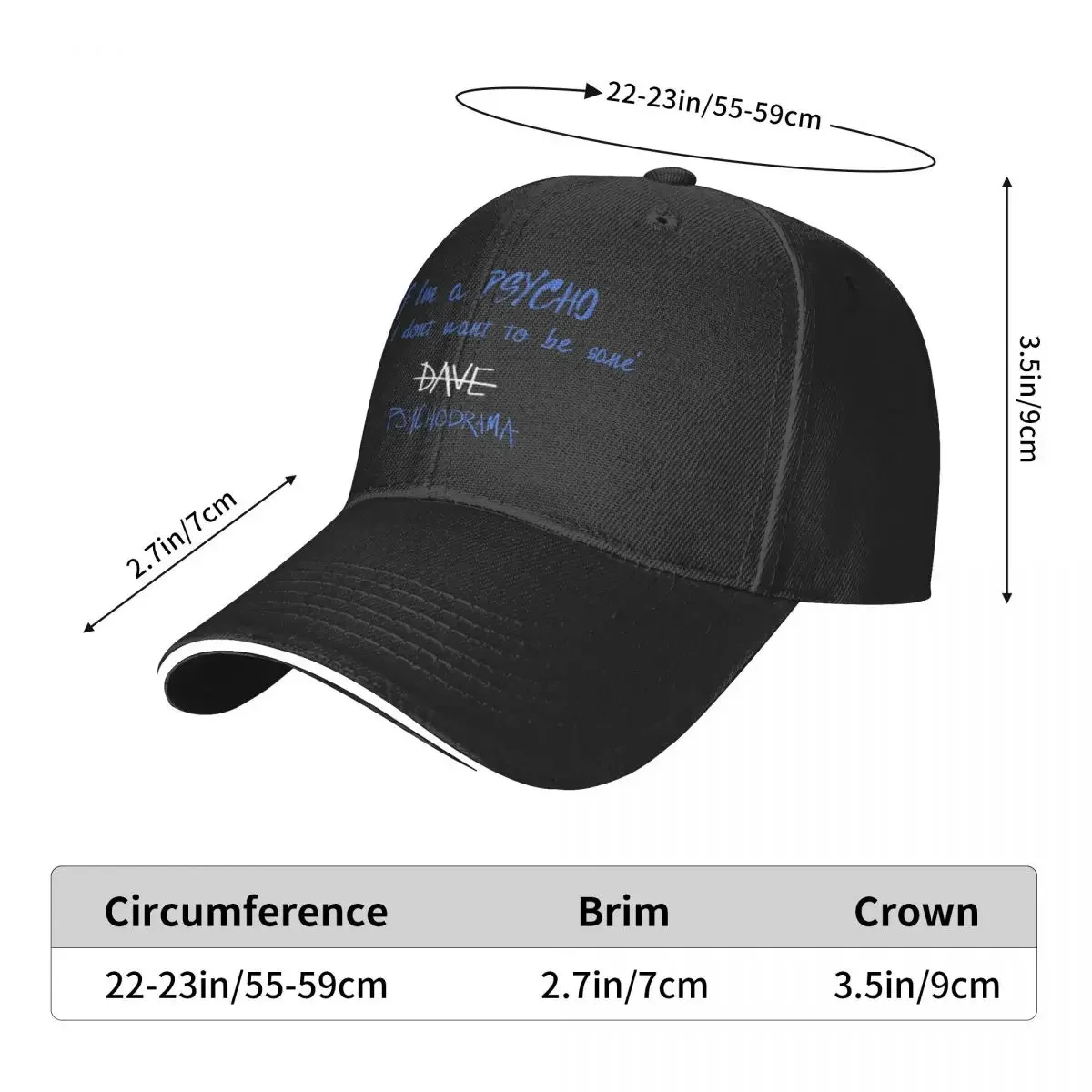 UK Grime, Dave Psycho dramacap Baseball Cap Symbol Rugby Frauen Hüte Männer