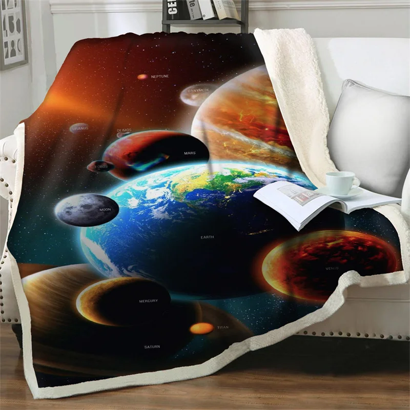 

Space Galaxy Stars 3D Print Bedspreads Soft Fluffy Plush Throw Blankets for Sofa Beds Couch Office Travel Picnic Quilt Nap Cover