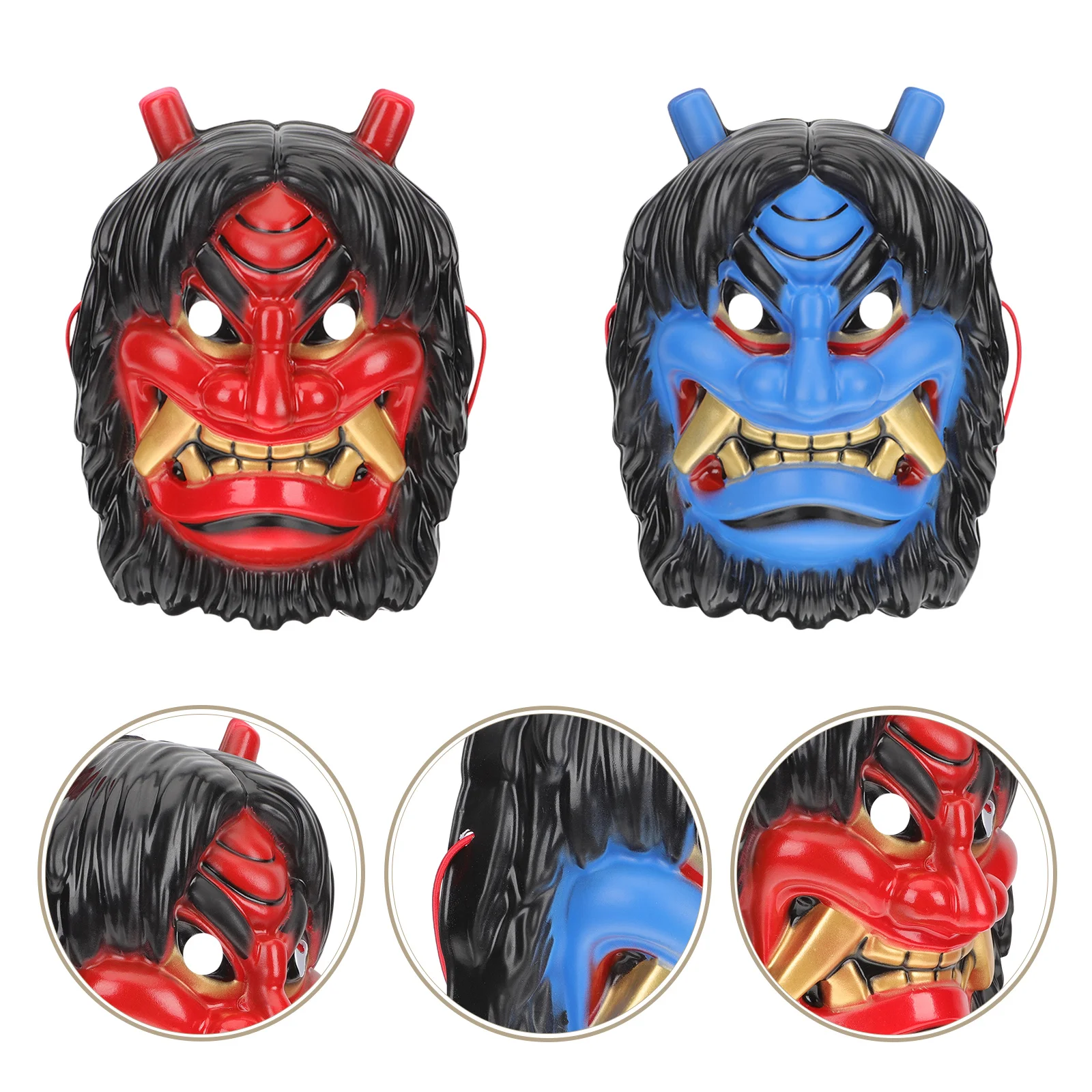 قطعتان من أقنعة Tengu أقنعة وجه مخيفة للهالوين خفيفة الوزن وآمنة للحفلات التنكرية قناع رعب قناع مزحة لتزيين المهرجانات
