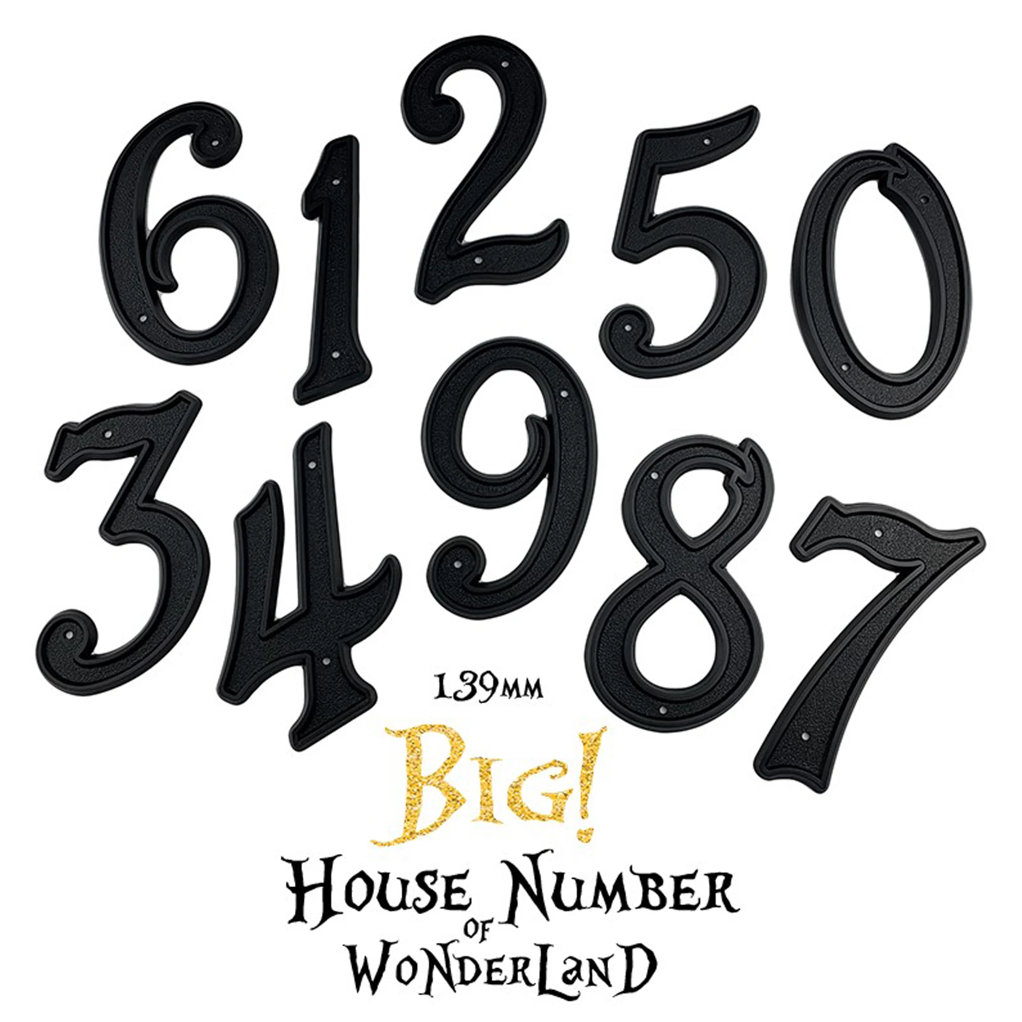 1 PC สีดํา 139mm Modern House หมายเลขกลางแจ้ง 5.5 นิ้วพลาสติก ABS Apartment ประตูตัวเลขกล่องจดหมายที่อยู่ป้าย # 0-9 พร้อมสกรู