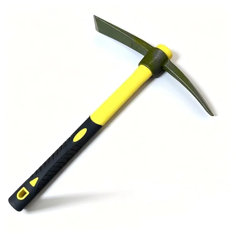 1-Piece 15-Inch Mattock Hoe Set With Yellow Fiberglass Handle - Durable Garden Tool For Soil Loosening And Cultivation