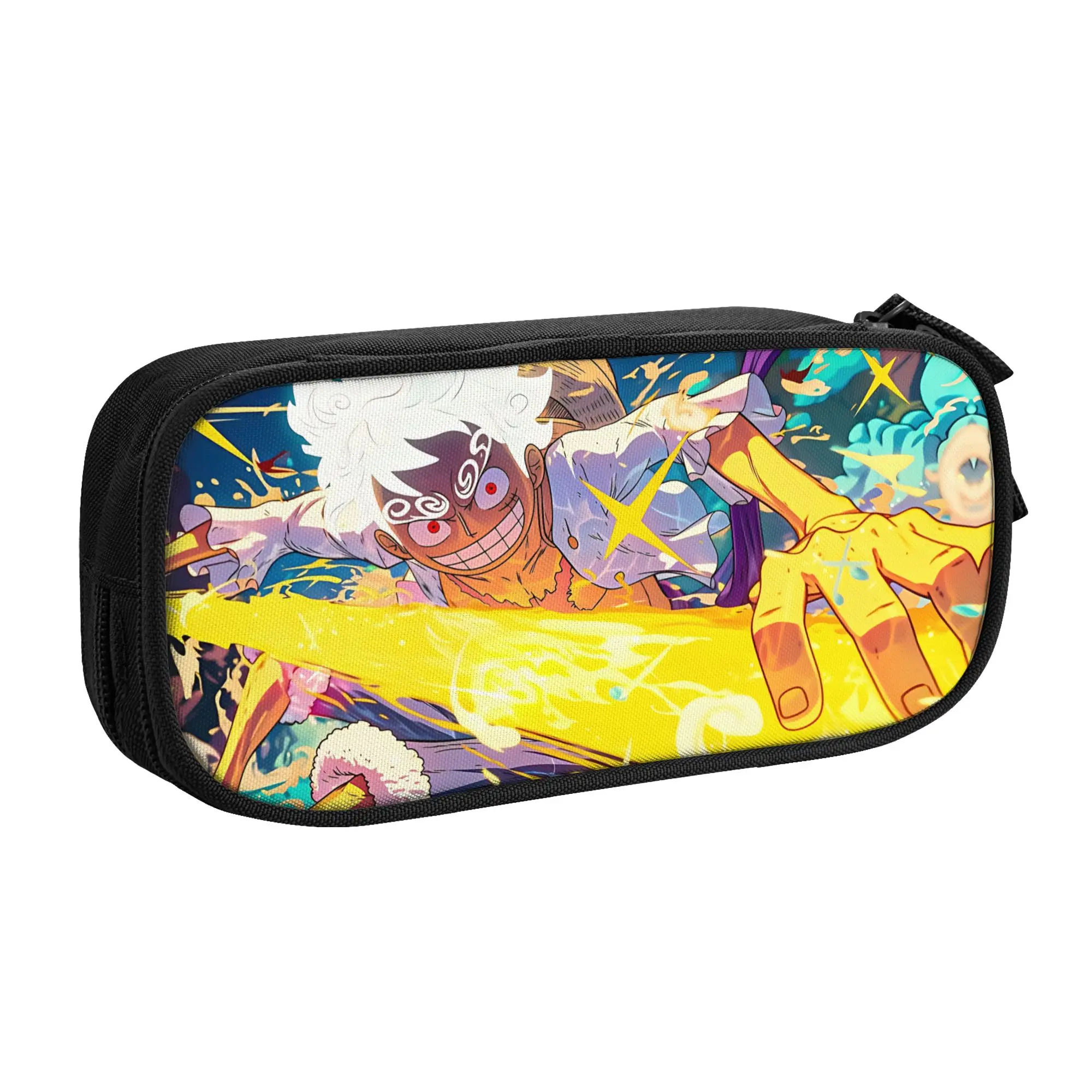 Large Capacity Bags For Child Cartoon Luffy Gear Five Gold Pattern One-Pieces Estuche Escolar For Boys Gilrs Kids